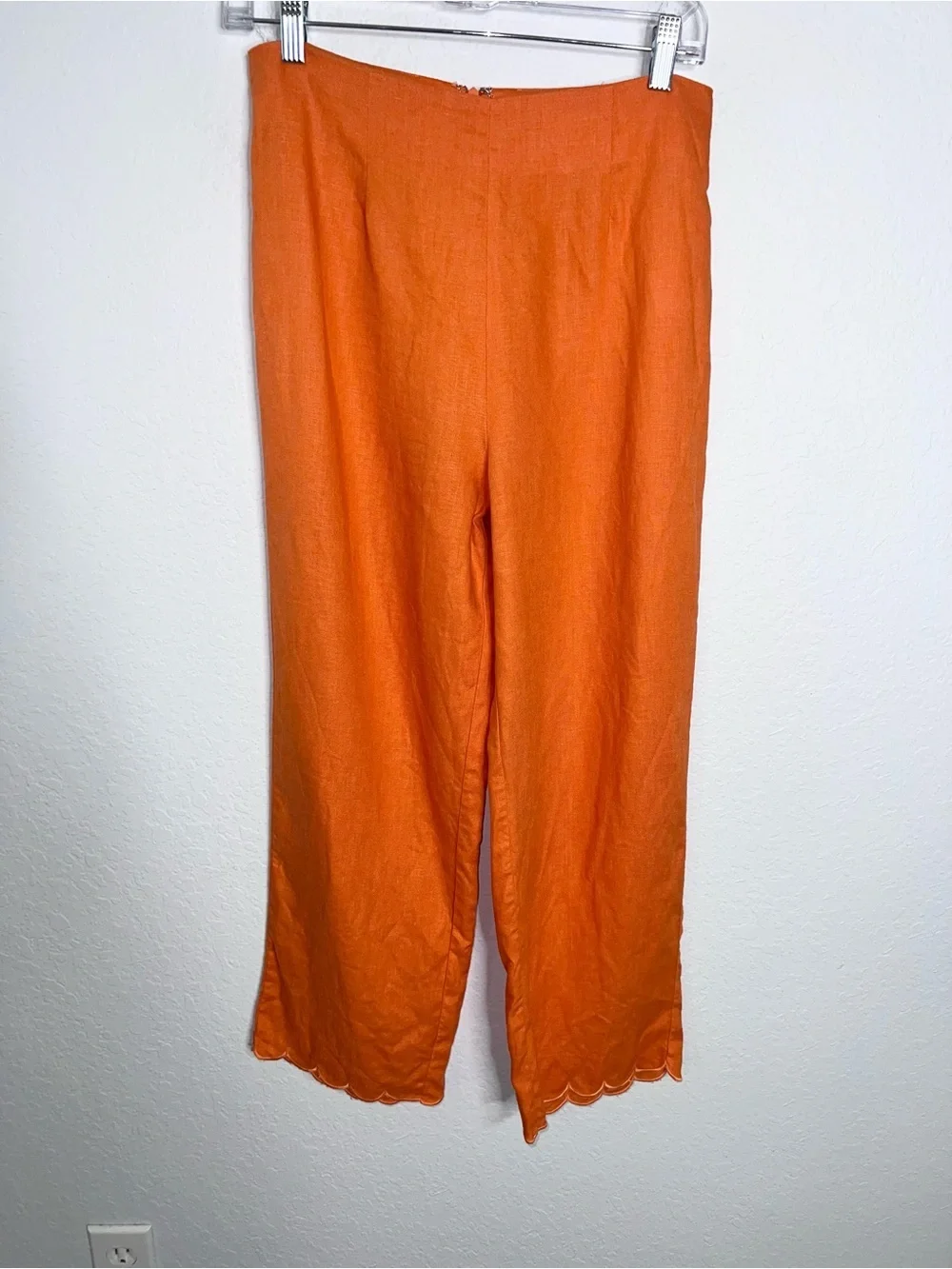 Reformation Liam Linen Pants Women’s Size 6 Petal Hem High Rise Straight B17